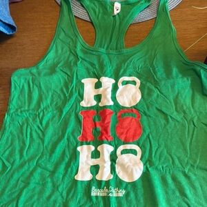 Festive Green and Red Tank Top with Racer-Back